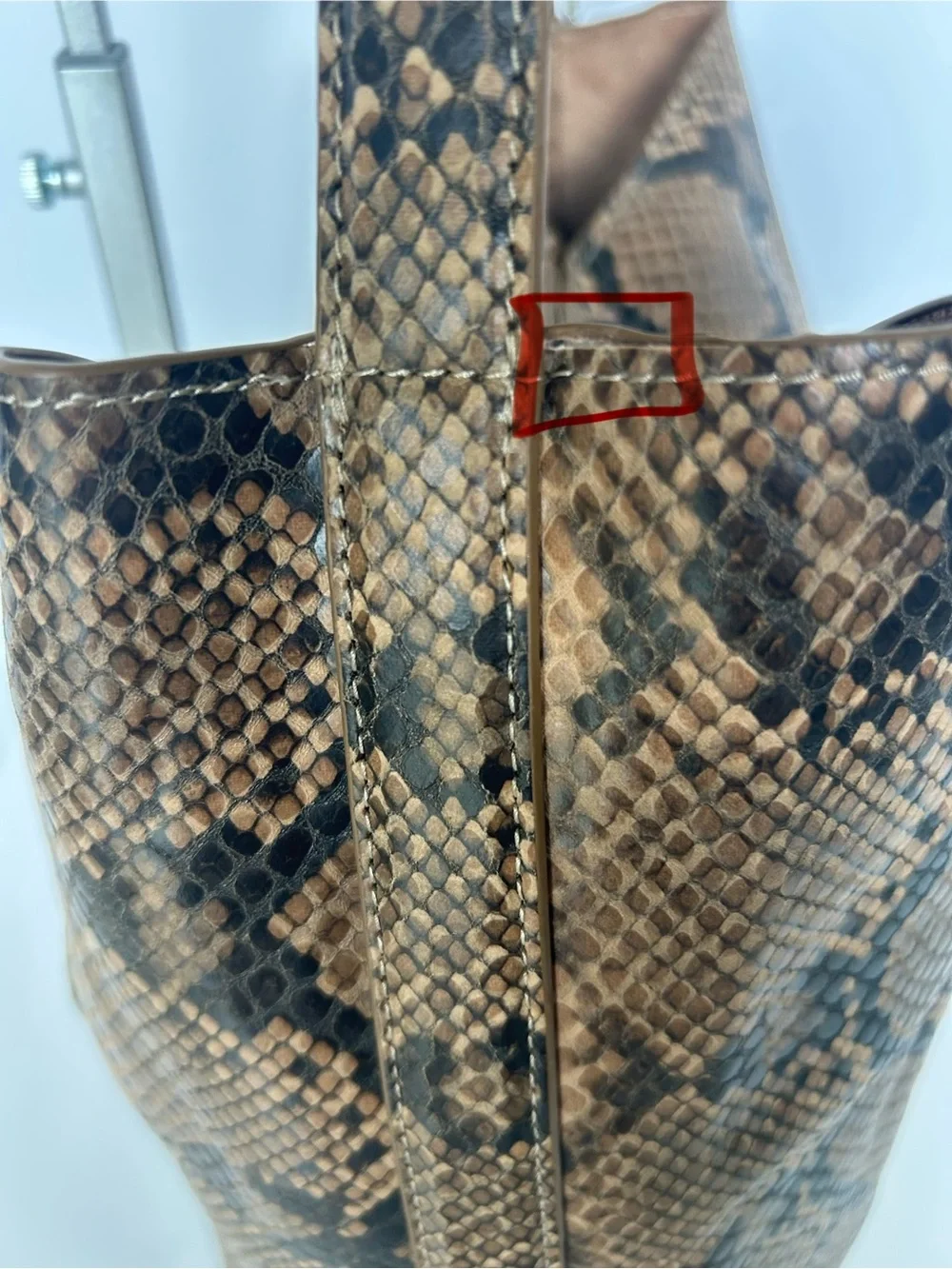 Steve Madden Brown Snake-Print Slouch Hobo Bag